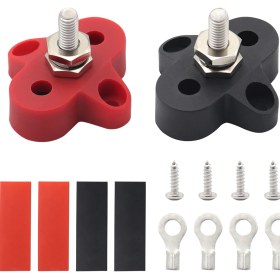 Resim Lemestar M6 Tekli Somunlu Akü Bağlantı Terminali Seti Kırmızı-siyah 4 Adet Bağlantı Terminali + 4 Adet Isı Daraltmalı Boru Dc 48v 80a 