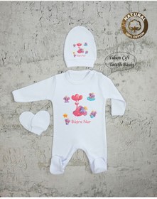 Resim yzc home size dair... K1002 Isimli Kız Bebek Tulum Şapka Eldiven 