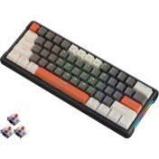 Resim Leaven K610 Mini Kablolu Mekanik Rgb Işıklı Klavye 61 Tuşlu Kırmızı Switch Kompak ve Şık Tasarım Ingilizce Q Klavye 10CM x 29CM (Kahverengi - Beyaz) 
