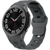 Resim Ekılıf - Samsung Watch 6 44mm 20mm Uyumlu - Kordon Futbol Desenli Spor Tasarımlı Silikon Kordon Krd-116 - Koyu Gri 
