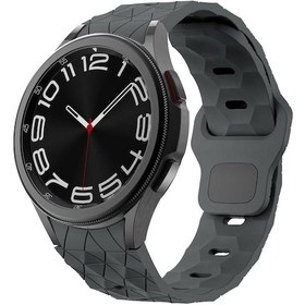 Resim Ekılıf - Samsung Watch 6 44mm 20mm Uyumlu - Kordon Futbol Desenli Spor Tasarımlı Silikon Kordon Krd-116 - Koyu Gri 