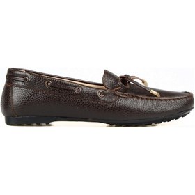 Resim Kahverengi Fiyonklu Deri Kadın Loafer 