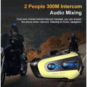 Resim N3X Rgb Işıklı Intercom 3 Kişi Bağlantılı 1000MAH Motosiklet Bluetooth Kulaklık Seti (Store- 