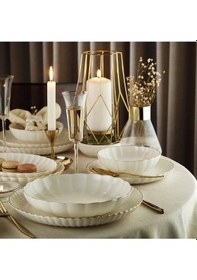 Resim Kütahya Porselen Bone Luz Form Yemek Takımı Altın Fıle 52 Parça 12 Kişilik Bnlzf52yt20 Çok Renkli 