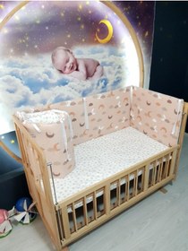 Resim bebek_iklimi 60x120 Bebek Beşik Korumalık Seti Ay Desen 4 Parça 