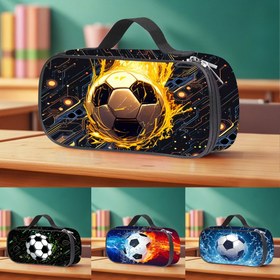 Resim Yeni Havalı Futbol Desenli Baskılı Kalem Kutusu, Saklama Çantası 