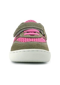 Resim Rakerplus Bob Hakiki Deri Haki Yeşil Pembe Barefoot Cırtlı Lastikli Bebek Sneaker Ayakkabı Haki 