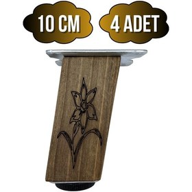 Resim Kale Eğimli Ayarlı Desenli Ahşap Ayak Mobilya Masa Dolap Ayağı 10cm 4 Adet Koyu Ceviz Ceviz A. Ceviz 