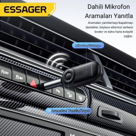 Resim Essager Bluetooth 5.3 3.5mm Jack Aux Araç Ses Aktarım Kiti Fm Transmitter Kulaklık Araç Müzik Akratım Kiti 