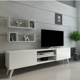 Resim NEWLİNE Dekormia Seven Tv Ünitesi 180 Cm Parlak Beyaz 