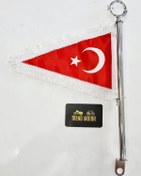 Resim Motosiklet Makam Bayrağı Flama - Ay Yıldız Beyaz Püskül 