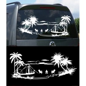 Resim Melek Pazarı Palmiye Gün Batımı Manzara Karavan Kamp Çadır STICKER-S1739 