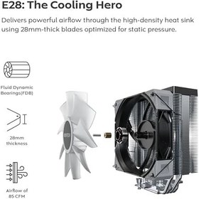 Resim MONTECH NX400 - CPU Hava Soğutucu, Tek Kule, 4 Gelişmiş Isı Borusu, 52 Kanatlı Isı Emici, E28, 120 mm FDB Statik Basınçlı Fan, 28 mm Fan Kalınlığı, Köşe Kapağı Ayak Pedleri, Cilalı Üst Kapak - Siyah 