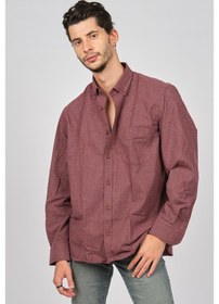 Resim De Leone Erkek Uzun Kollu Yün Apre Gömlek 0171108 Bordo Bordo 