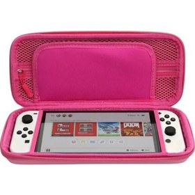 Resim Nintendo Switch Ve Oled Uyumlu Fermuarlı Koruma Çnatası Dobe İtns-1130 3 Renk - Pembe 
