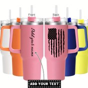 Resim 1 adet Özelleştirilebilir 40 oz Paslanmaz Çelik Bardak Kapağı ile - Yalnızca El Yıkama, Yeniden Kullanılabilir Metal Seyahat Fincanı, Oval Shape, Kırılma Direnci, Çok Amaçlı Kullanım, Noel, Cadılar Bayramı, Paskalya, Hanuka, Şükran Günü için İdeal - Elektrik Gerektirmez 