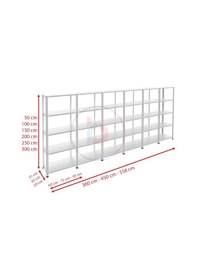 Resim Raf Burada 5 Katlı 6'lı Galvaniz Çelik Raf - Depo, Arşiv, Kiler, Dosya, Market Rafı-43x75 cm-250 cm-0.70 mm 
