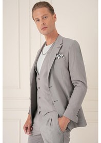 Resim Efor Comfort Fit Gofre Kumaş Pamuk Yelekli Casual Gri Ceket C 678 Gri 