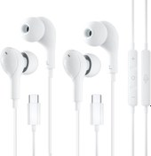 Resim iPhone 16 15 için 2'li Paket USB C Kulaklık, iPad Pro Air Mini, iPad 10, MacBook, Samsung S25 S24/Google Pixel 9/8/7 için Mikrofon ve Ses Kontrollü Kablolu Kulaklıklar 