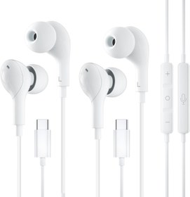 Resim iPhone 16 15 için 2'li Paket USB C Kulaklık, iPad Pro Air Mini, iPad 10, MacBook, Samsung S25 S24/Google Pixel 9/8/7 için Mikrofon ve Ses Kontrollü Kablolu Kulaklıklar 