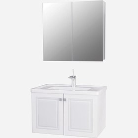 Resim Polka Linde Aynalı 85 cm Takım Banyo Dolabı Beyaz 