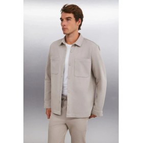 Resim Grimelange DERIAN Erkek Comfort Fit 2 Cepli Çıt Çıt Düğmeli Vizon Gömlek 