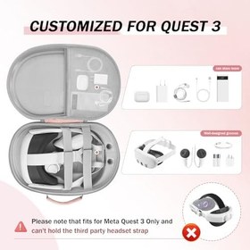 Resim Meta Oculus Quest 3 ile Uyumlu Sert PU Deri Taşıma Çantası, Çevre Dostu Kolay Temizlenen VR Kulaklık Depolama Seyahat için Hazır Kılıf Görev Kontrolörleri ve Diğer Aksesuarlar 