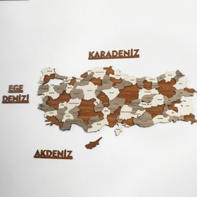 Resim Türkiye Siyasi Haritası - Ahşap 3D Harita, Ofis Duvar Dekoru - 75x33 cm 