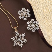 Resim Yeni Takı Seti: Şık Minimalist Tam Taşlı Kar Tanesi Kolye ve Küpeler, Mükemmel Sevgililer Günü Hediyesi 