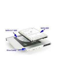 Resim 12.7mm Hdd Ssd Caddy Laptop Dvd Yuvası İçin 2.5 Sata Disk Takma Aparatı Optik Sürücü 