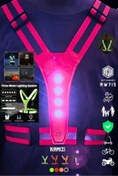 Resim Motiva Reflektif Işıklı Yelek Kırmızı Fosforlu Neon Bisiklet, Motosiklet,Scooter Gece İkaz Uyarı Yeleği 