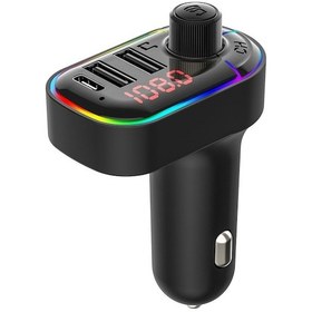 Resim C12 Siyah Oto Bluetooth Fm Transmitörü - Usb Ve Type C Şarj Portları, Arama, Müzik Çalar, 10v-24v, Bt 5.0 
