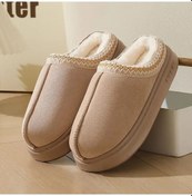 Resim Ebitda 1 Çift Rahat Unisex Peluş Kürk Astarlı Vintage Stil Terlik Haki, 36-45 Ayak Boylu Haki 