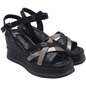 Resim Kadın Dolgu Topuk Deri Sandalet Siyah 2510902y Siyah 