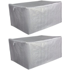 Resim Alas 2 Adet Sandık Tipi Hurç Mega - Yastık&Yorgan Vb Hurcu 80X60X40 - Leke Tutmaz Çizgili Model Çok Renkli 