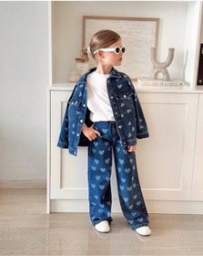 Resim Babylory Kdis Store Kız Çocuk Kalp Desenli Kot Ceket 