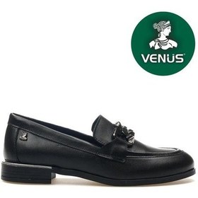 Resim Venüs Lepus Hakiki Deri Comfort Casual Oxford Ortopedik Kadın Ayakkabı Siyah 