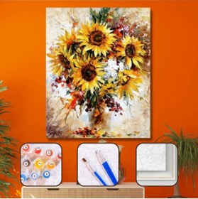 Resim Pastelya Sayılarla Boyama Seti Çerçeveli Kasnaklı Günebakan 50 x 65 cm 