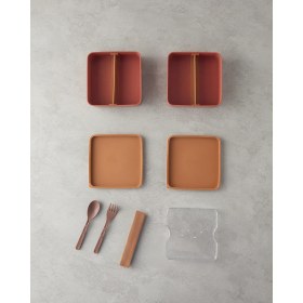 Resim Mezaluna Plastik 2 Katlı Lunch Box 720 ml +720 ml Turuncu 