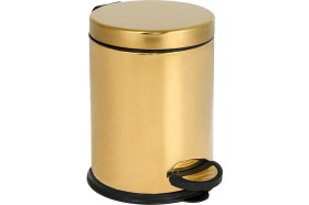 Resim 3l Elit Gold Banyo Seti: Pedallı Çöp Kovası ve Tuvalet Fırçası 