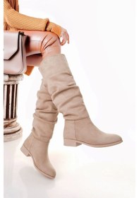 Resim Winda Bej Süet Körüklü Çizme Bej 