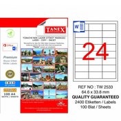Resim Tanex Tw-2533 Beyaz Adresleme ve Postalama Etiketi 64.6 MM X 33.8 