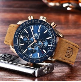 Resim Fochsia Benyar Erkek Kol Saati Analog Kuvars Kronograf Çelik Kordon Gümüş Mavi Diğer 