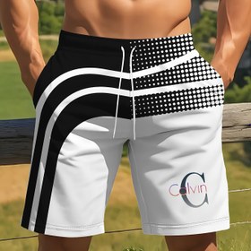 Resim Erkek Hızlı Kuruyan Yüzme Şortları, Nefes Alabilen Polyester, Esnek Bel Bandı ve Geometrik Desen - Havuz, Plaj, Açık Hava Sporları ve Rahat Yaz Giyim, Yüzme Kostümleri, Plaj Giysileri, Ayarlanabilir Konfor 