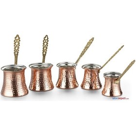 Resim Bakır İşlemeli 5 Parça Cezve Takımı 