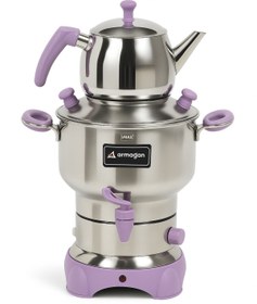 Resim Armağan Çay Semaveri & Çay Makinesi - Lila Aksam - Özel Seri - 3,5 Litre Su Haznesi - 1 Litre Demlik 