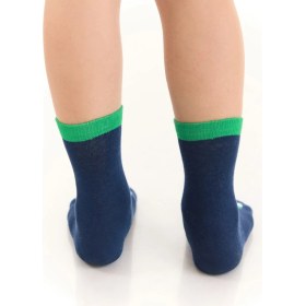 Resim Denokids Tırtır Dinozor Erkek Çocuk Lacivert Yeşil Soket Çorap 2 Çift Takım 