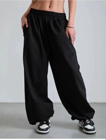 Resim Lenadiva Geniş Spor Jogger Pantolonları Oversize 396915279 Siyah 