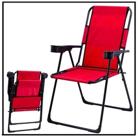 Resim Bardaklıklı Kırmızı Katlanabilir Kamp Sandalyesi-tab.247 Çok Renkli 