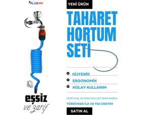 Resim Plasyay Spiral Wc Taharet Hortumu Kelepçe Rekorlu ve Duvara Sabitlemeli 120 Cm Mavi 